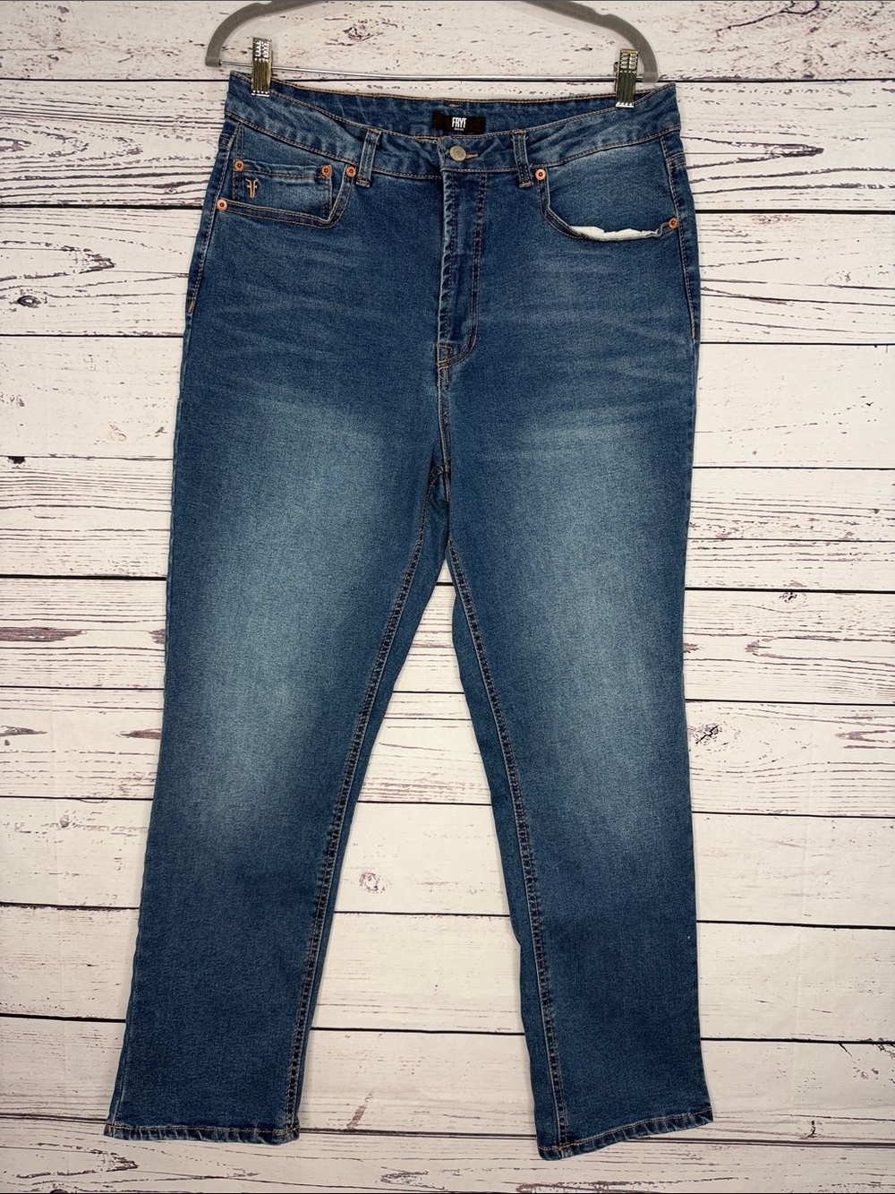 Frye Women's Mid-Blue High-Rise Straight Jeans